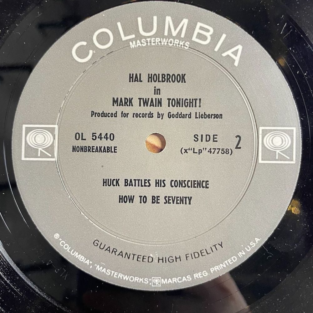 Винтажная виниловая пластинка LP Hal Holbrook Mark Twain Tonight Марк Твен (USA 1959)