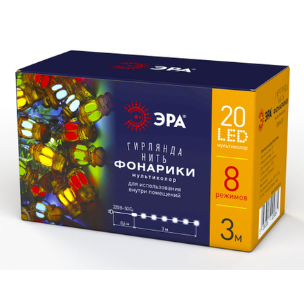 ENIN-3F ЭРА Гирлянда LED Нить Фонарики 3 м мультиколор, 220V, IP20