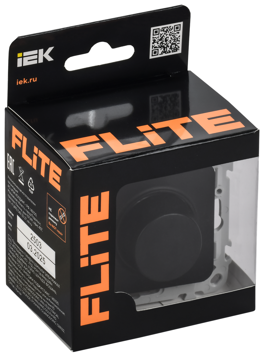 FLITE Светорегулятор проходной TRIAC 550Вт СС26-5-12-ФлЧ черный IEK
