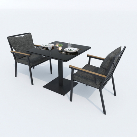 Стол обеденный Ideal Patio КАНА алюминий, стекло 80x80 см (1 ножка) резервный дубль