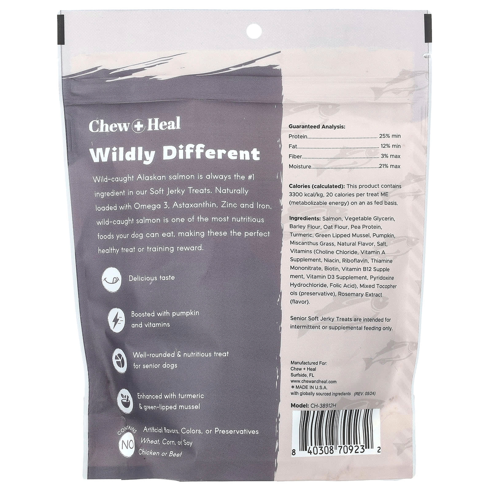 Chew + Heal, Мягкое вяленое лакомство для взрослых, для собак, лосось, 142 г (5 унций)