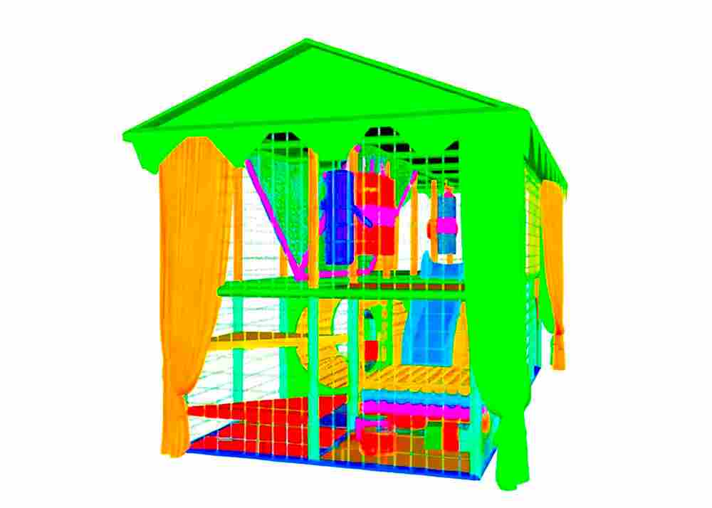 Детский игровой лабиринт с крышей «Сказочный домик» 6,15×2,46×3,3 м