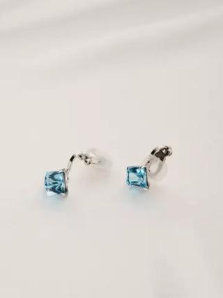 Клипсы Миражи с голубыми кристаллами Swarovski
