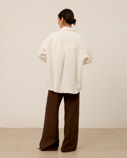 Рубашка 07, из 100% льна, молочная