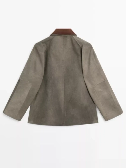 Massimo Dutti Непромокаемая куртка с двухслойным воротником, темный хаки