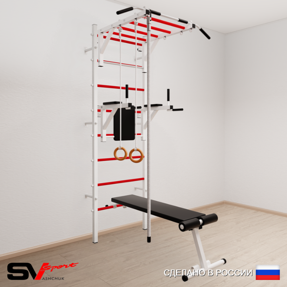 Шведская стенка Sv Sport 554 (Турник рукоход/Брусья/Скамья/Канат/Кольца)
