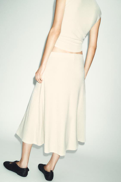 ZARA ЮБКА ИЗ МЯГКОЙ ТКАНИ, ЖЕЛТОВАТО-БЕЛЫЙ