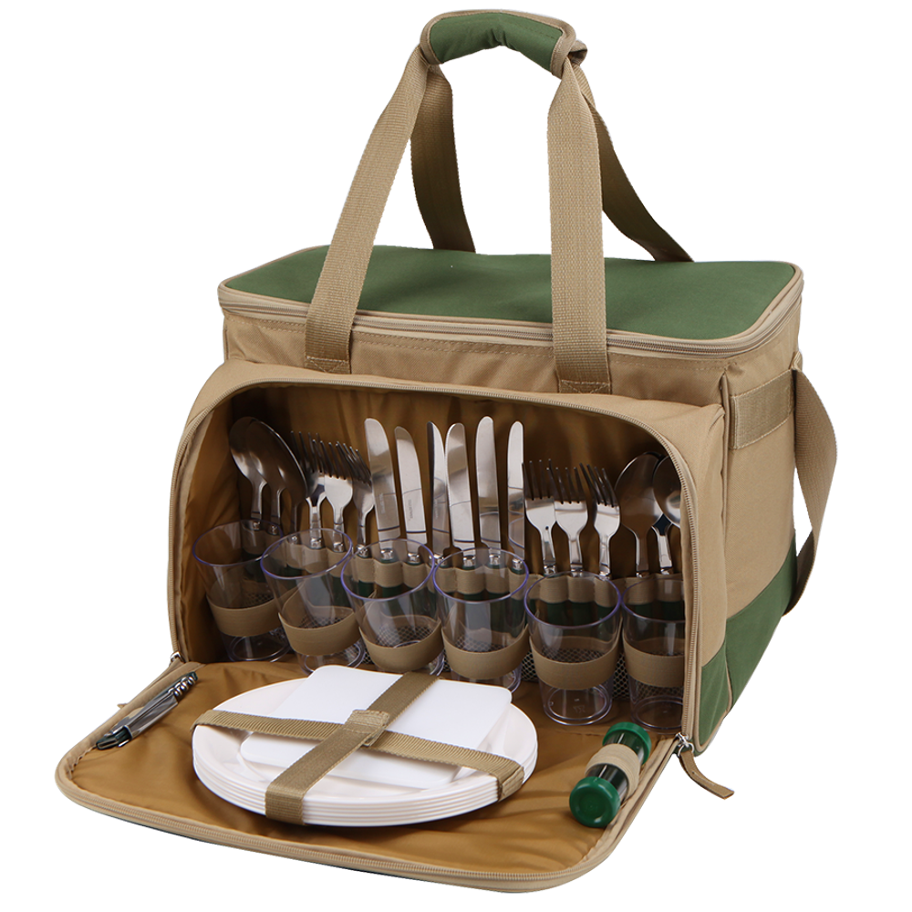 Термосумка с набором для пикника Арктика 6 перс. (22 л.), зеленая