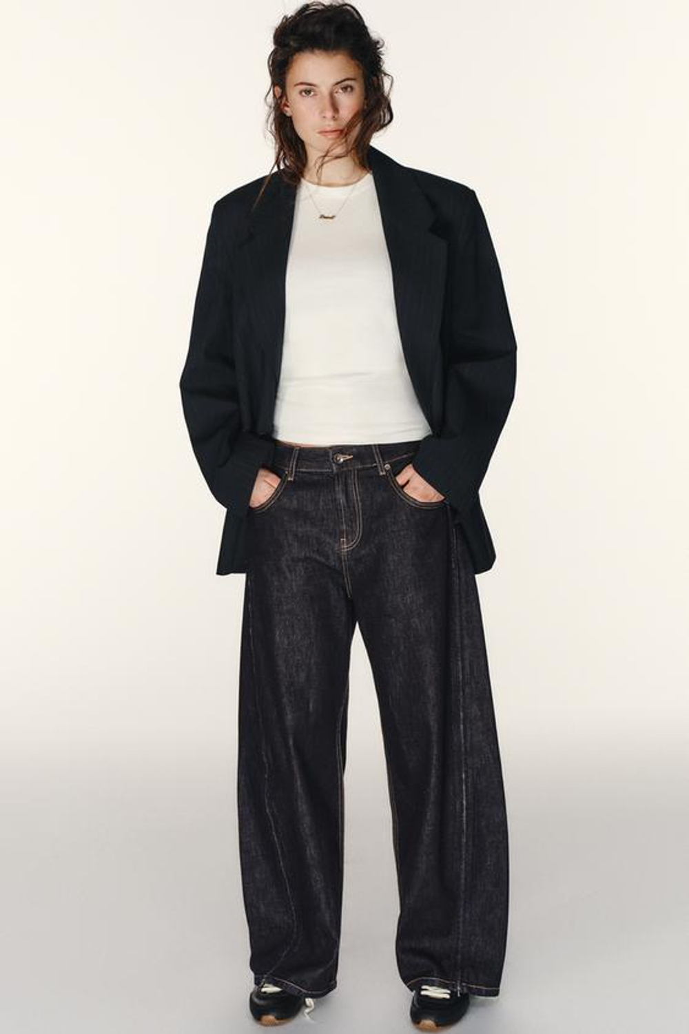 ZARA ДЖИНСЫ TRF С БОКОВЫМИ МОЛНИЯМИ, ТЕМНЫЙ ИНДИГО