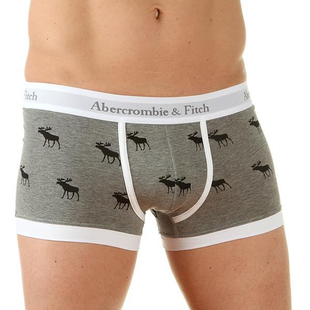 Мужские трусы боксеры серые с принтом ELK Abercrombie&Fitch