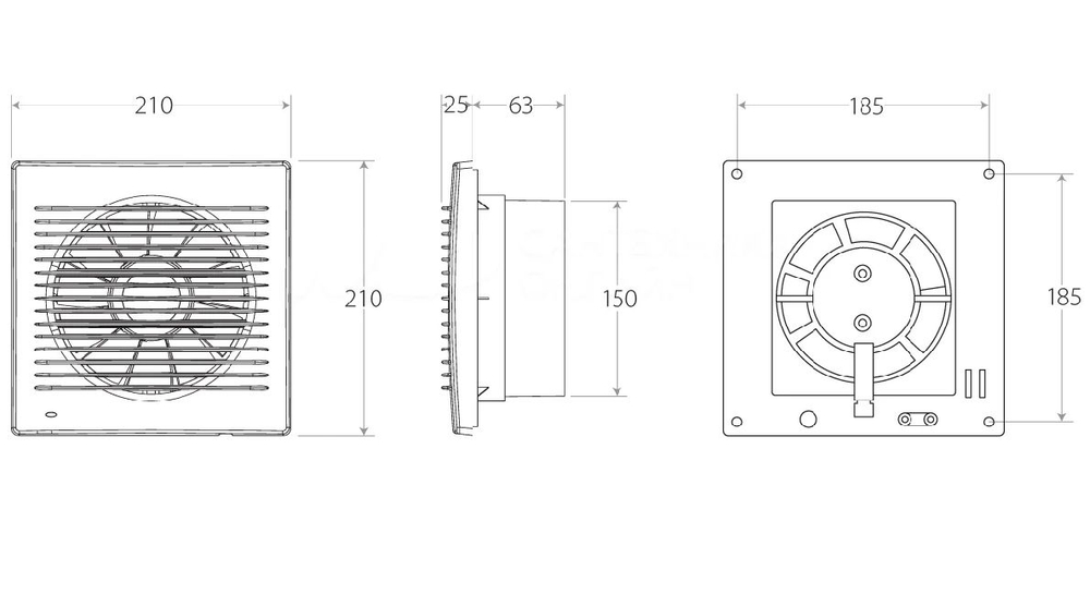 Вытяжной канальный вентилятор Ballu BAF-FW 150 N бесшумный с москитной сеткой для ванной комнаты, туалета, кухни и бани, 150 мм