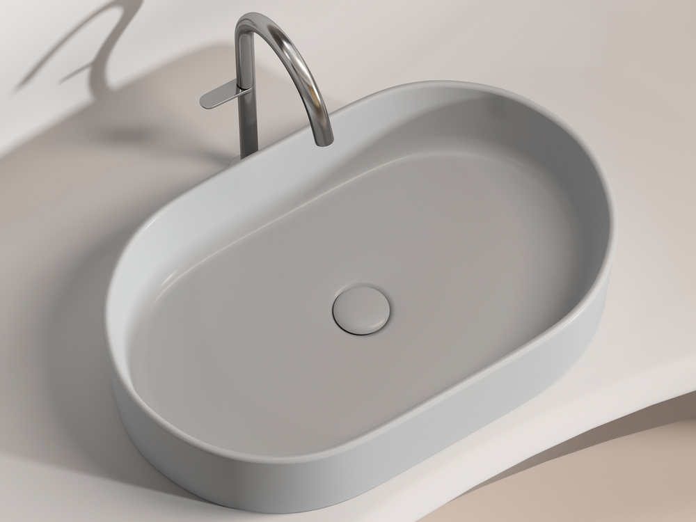 Умывальник чаша накладная овальная (цвет Серый Матовый) Element 608x385x122мм