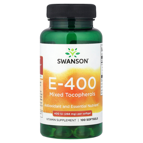 Swanson, E-400, смешанные токоферолы, 268 мг (400 МЕ), 100 мягких таблеток