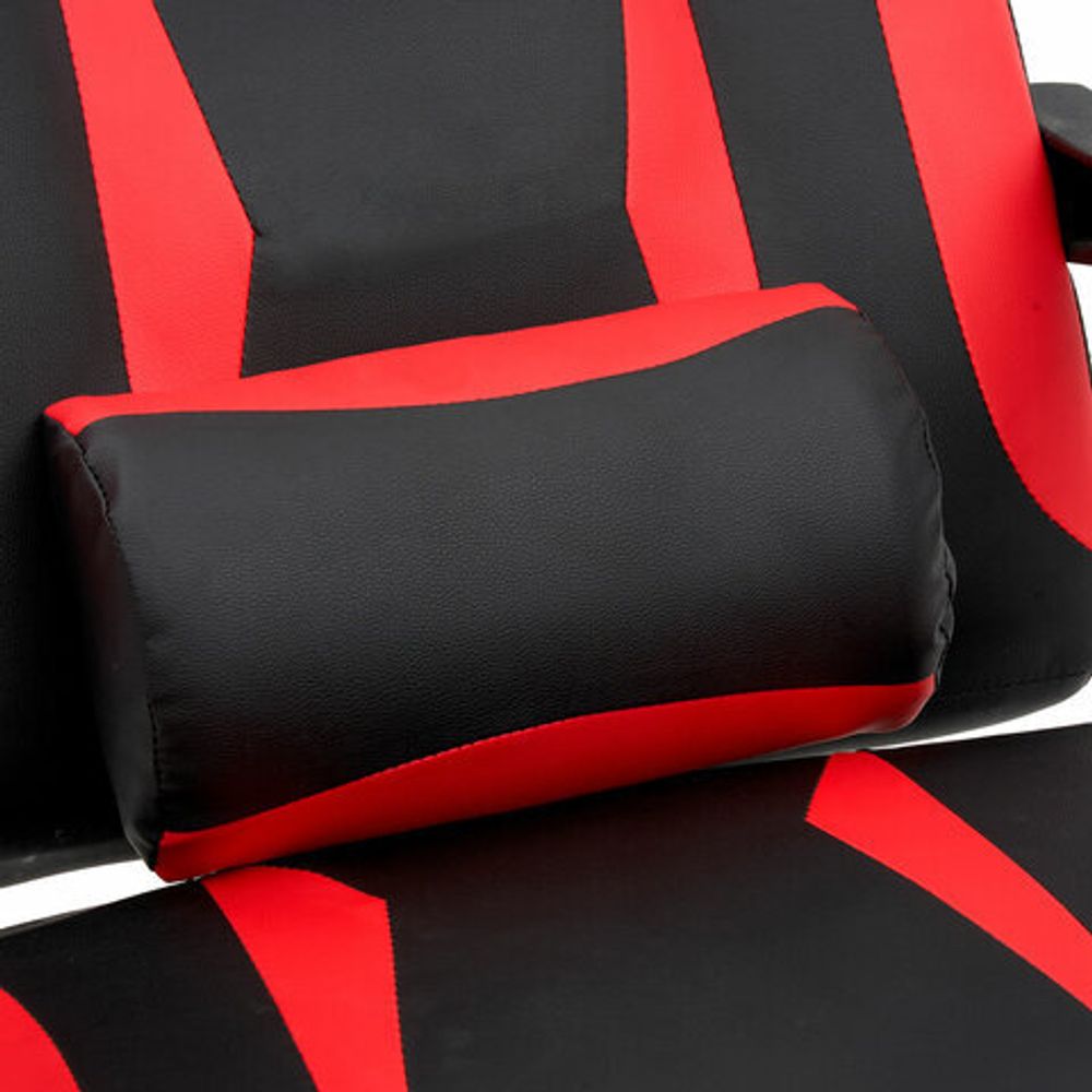 Кресло компьютерное CROMEX "Start GM-105", две подушки, экокожа, черное/красное, 532957