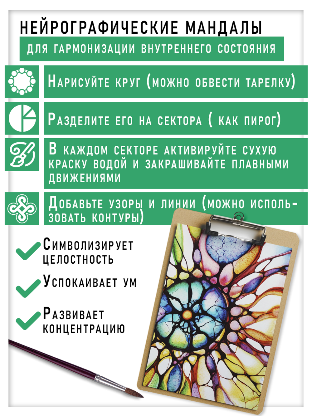 Набор красок для нейрографики и медитации "Энергия и трансформация" 9 цветов+ черный линер