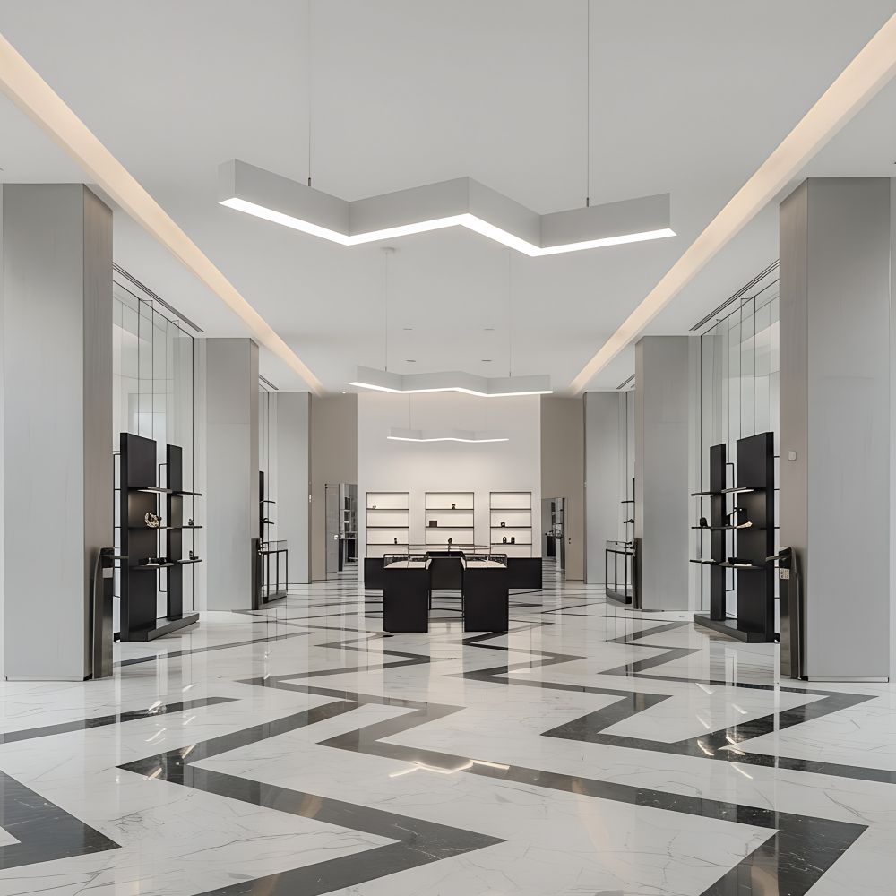 ULO-K19A 30W-4000K-Z30-120 IP40 WHITE Светильник линейный светодиодный подвесной. Зигзагообразный. профиль 50х70мм. Белый свет 4000K. 3000Лм. Алюминий. Цвет белый. TM Uniel