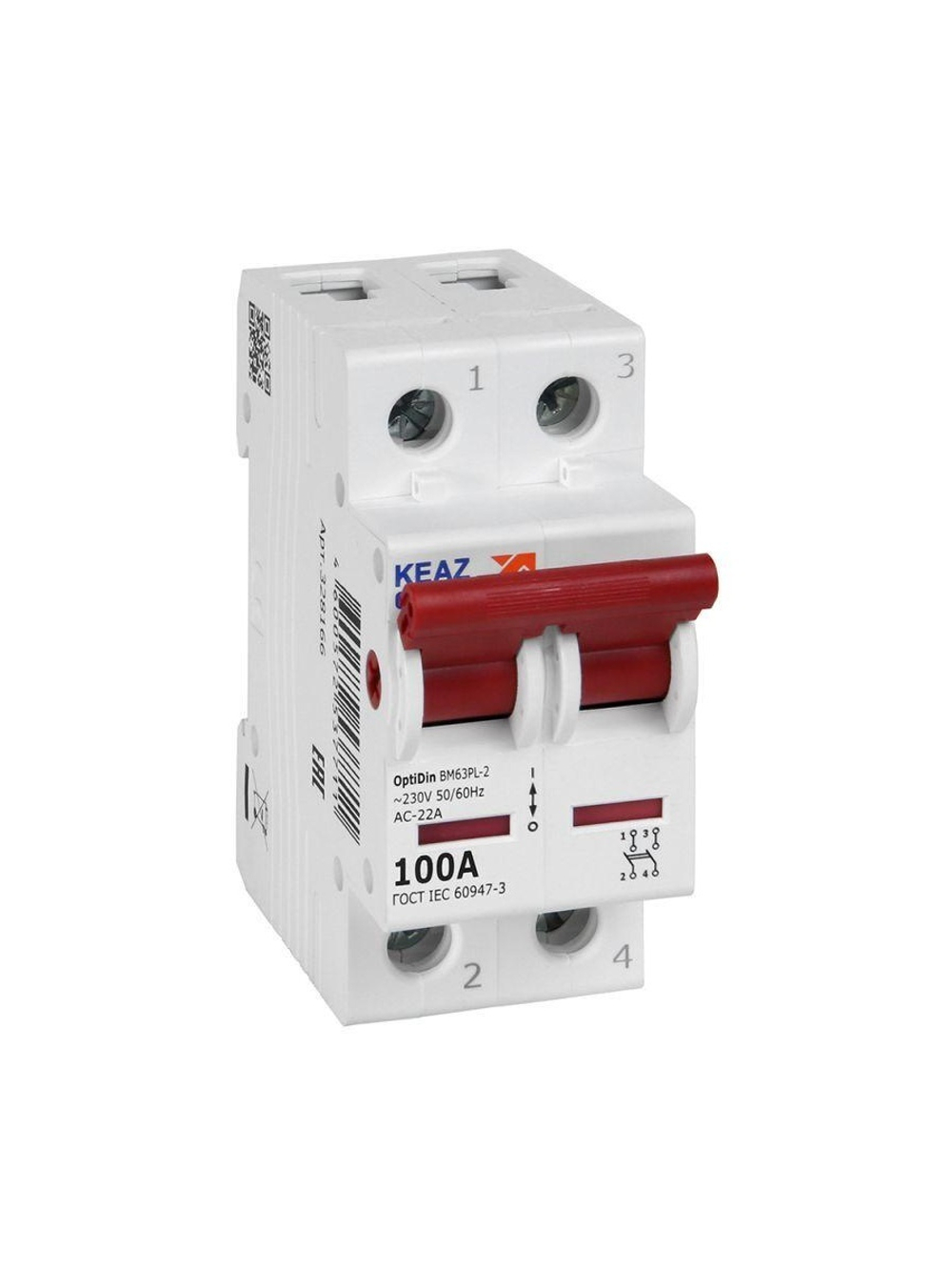 Выключатель нагрузки модульный OptiDin BM63PL-2100-УХЛ3 (ВМ63PL) КЭАЗ 328166