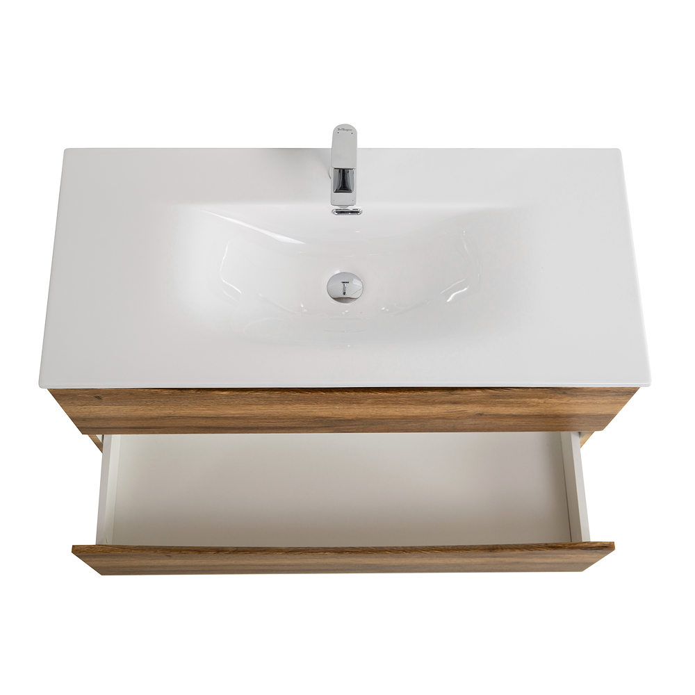 Тумба с раковиной подвесная BelBagno MARINO-CER-N-1000-2C-SO-RR-P Rovere Rustico, раковина белая BB-8099-100