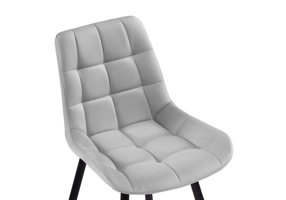 Стул на металлокаркасе Челси велюр светло-серый / черный