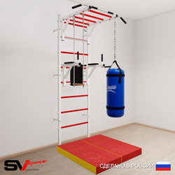Шведская стенка Sv Sport 5436 (Турник рукоход/Брусья/Трапеция/Цепь/Мешок 22кг/Мат 1м)