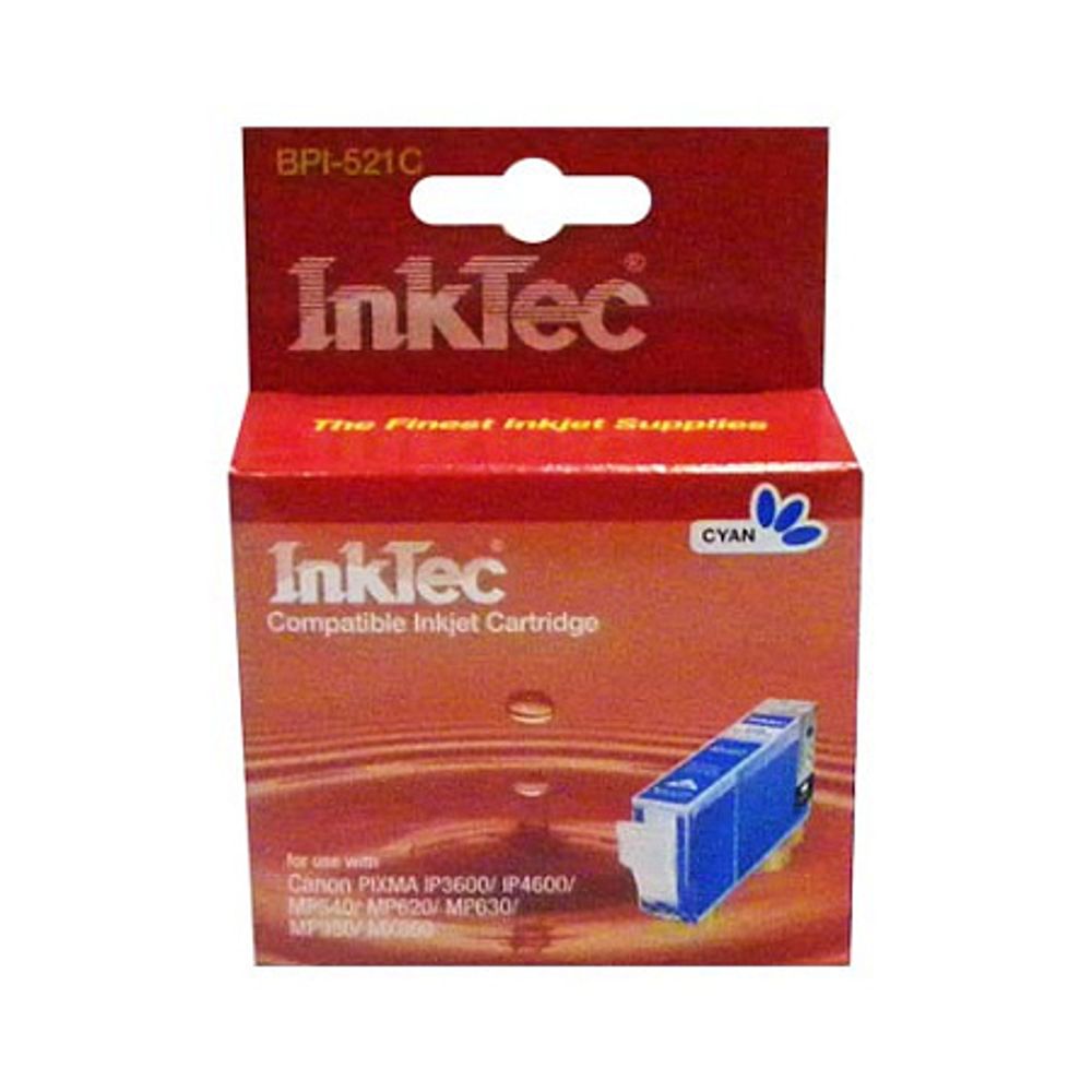 Картридж InkTec, аналог CANON CLI-521C для PIXMA iP3600/4600/MP540/620/630/980 Cyan