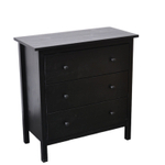 Комод, 78х38х80, Хермес, черный, с 3 ящиками, комод на ножках для одежды и игрушек, из массива дерева, IKEA