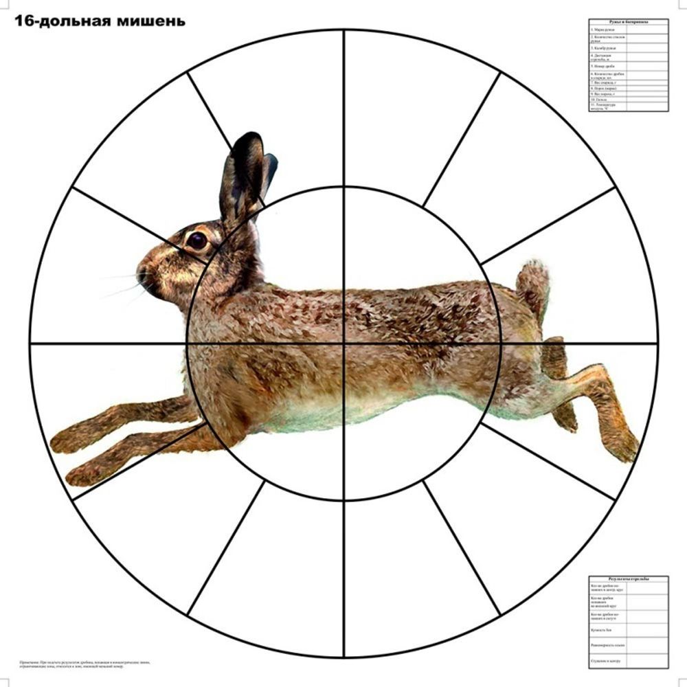Мишень для пристрелки дробовых ружей 16-дольная &quot;Русак&quot;, 800х800 мм, 80 г/м (100 шт./уп.)