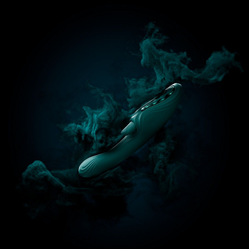 Зеленый вибростимулятор-кролик с функцией нагрева Ares - 24,6 см. (Цвет: зеленый)