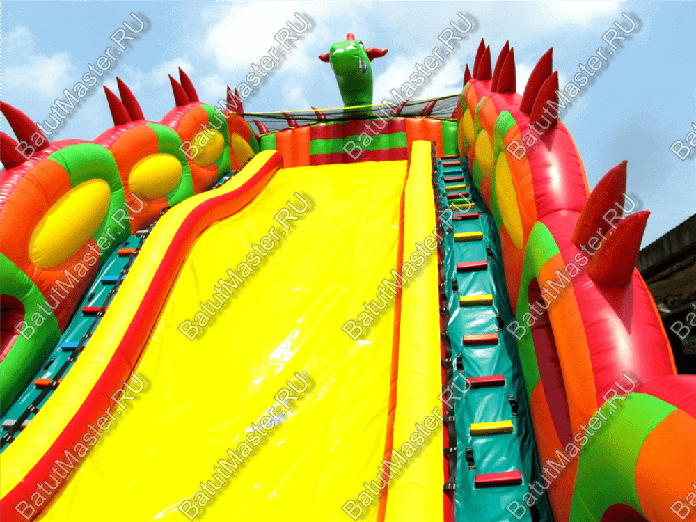 Батут-горка "Дракон 3" с шипами, два входа 11*6*8,5 м