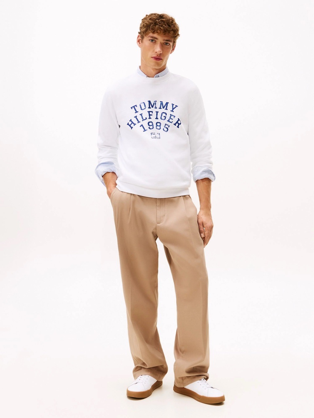 Свитшот Tommy Hilfiger Arch Logo Flex Fleece White