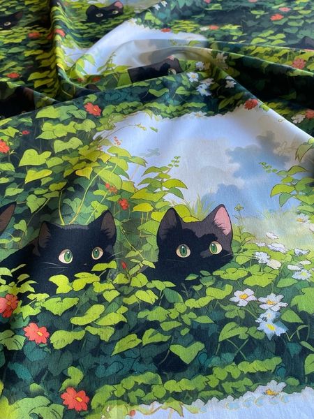 КОТИКИ АНИМЕ, отрез 60 см .100% хлопок, Handmade Fabrics 2