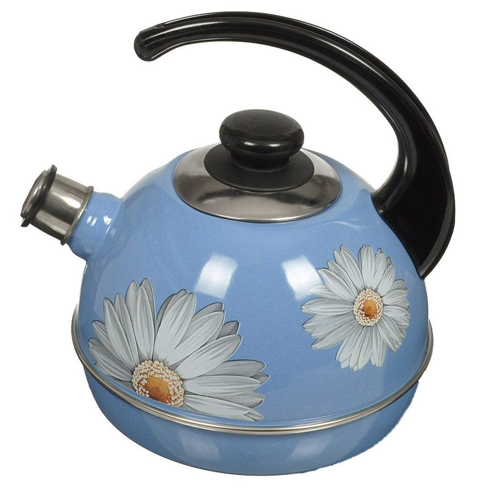 Чайник сталь, эмал, 3.5 л, свист, руч консоль, Рубин, С2505, син туман, T04/35/08/05/ 13/ 14