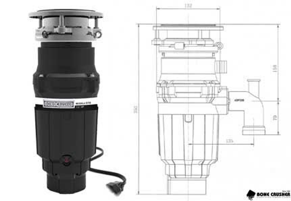 Измельчитель пищевых отходов Bone Crusher 610 с пневмокнопкой BC610