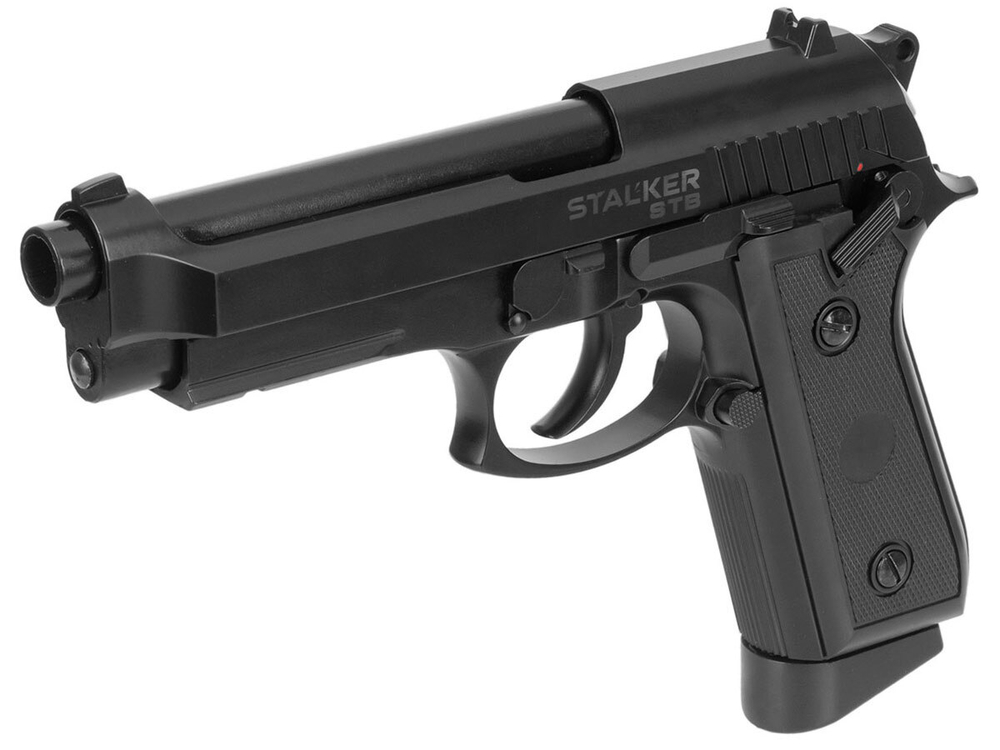 Пистолет пневматический Stalker STB (Taurus PT92) к.4,5мм,  12г CO2, металл, 100 м/с, Hop-Up, Blowback, автоогонь