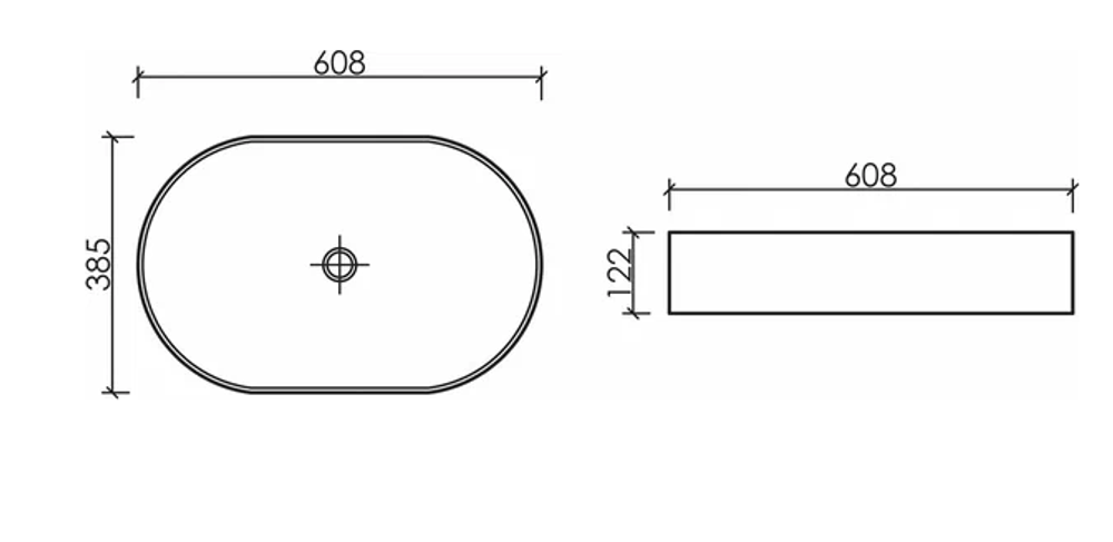 Умывальник чаша накладная овальная (цвет Антрацит Матовый) Element 608x385x122мм