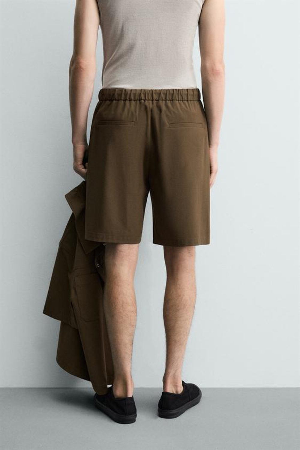 ZARA ТЕХНИЧЕСКИЕ ШОРТЫ RELAXED FIT, ТАБАЧНЫЙ