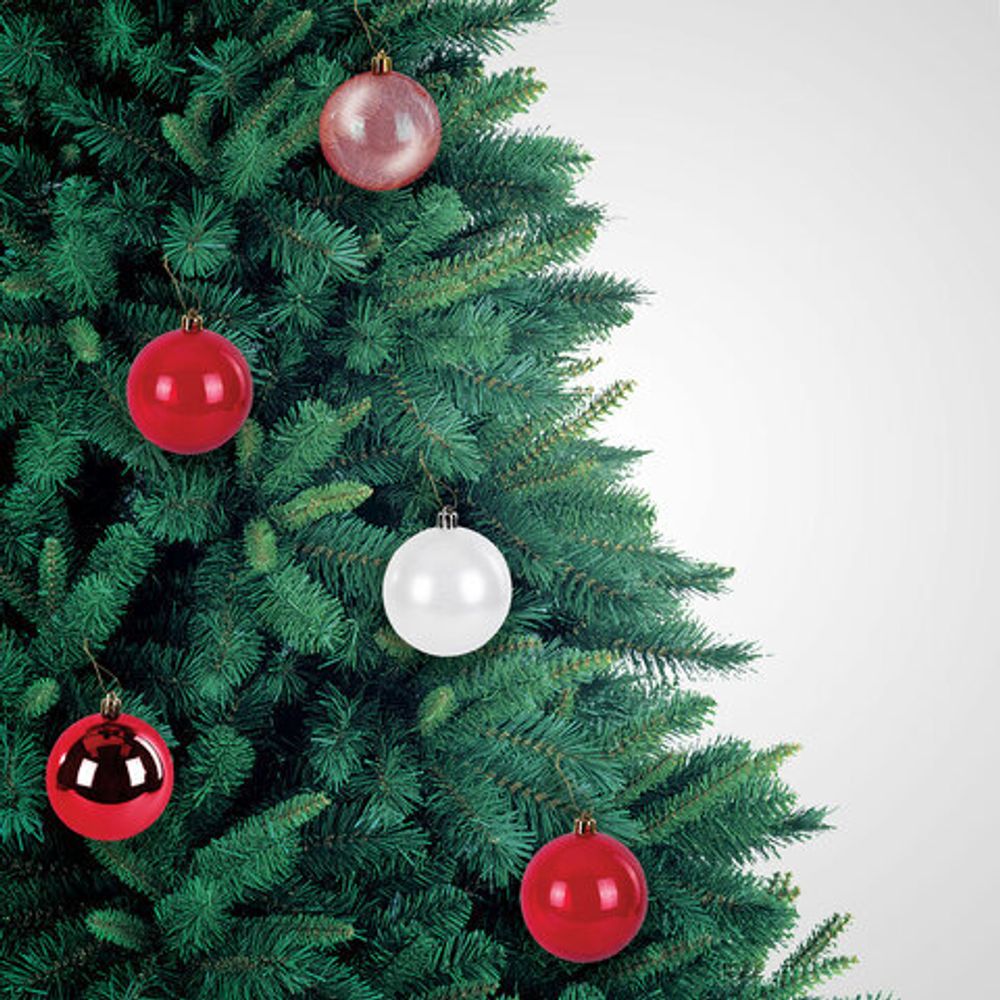 Шары ёлочные 24 шт., 5 см, "Eden Colors", пластик, цвет: красный/жемчужный, ЗОЛОТАЯ СКАЗКА, 591978