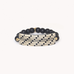Браслет Nature Bijoux, Madam Bogolan, стрейч, с рогом и растительным волокном в смоле, NB24.1-13CP44