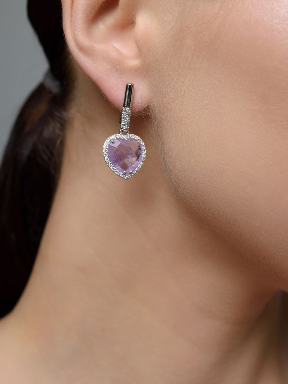 Серьги "Royal Love" Silver c лавандовым аметистом