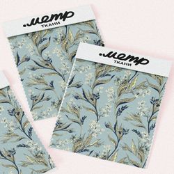 Ткань мембрана золотистые листья с цветами