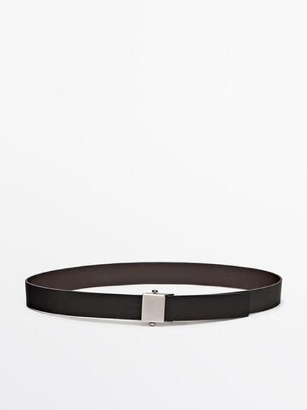 Massimo Dutti Ремень из кожи наппа с регулируемой пряжкой, коричневый