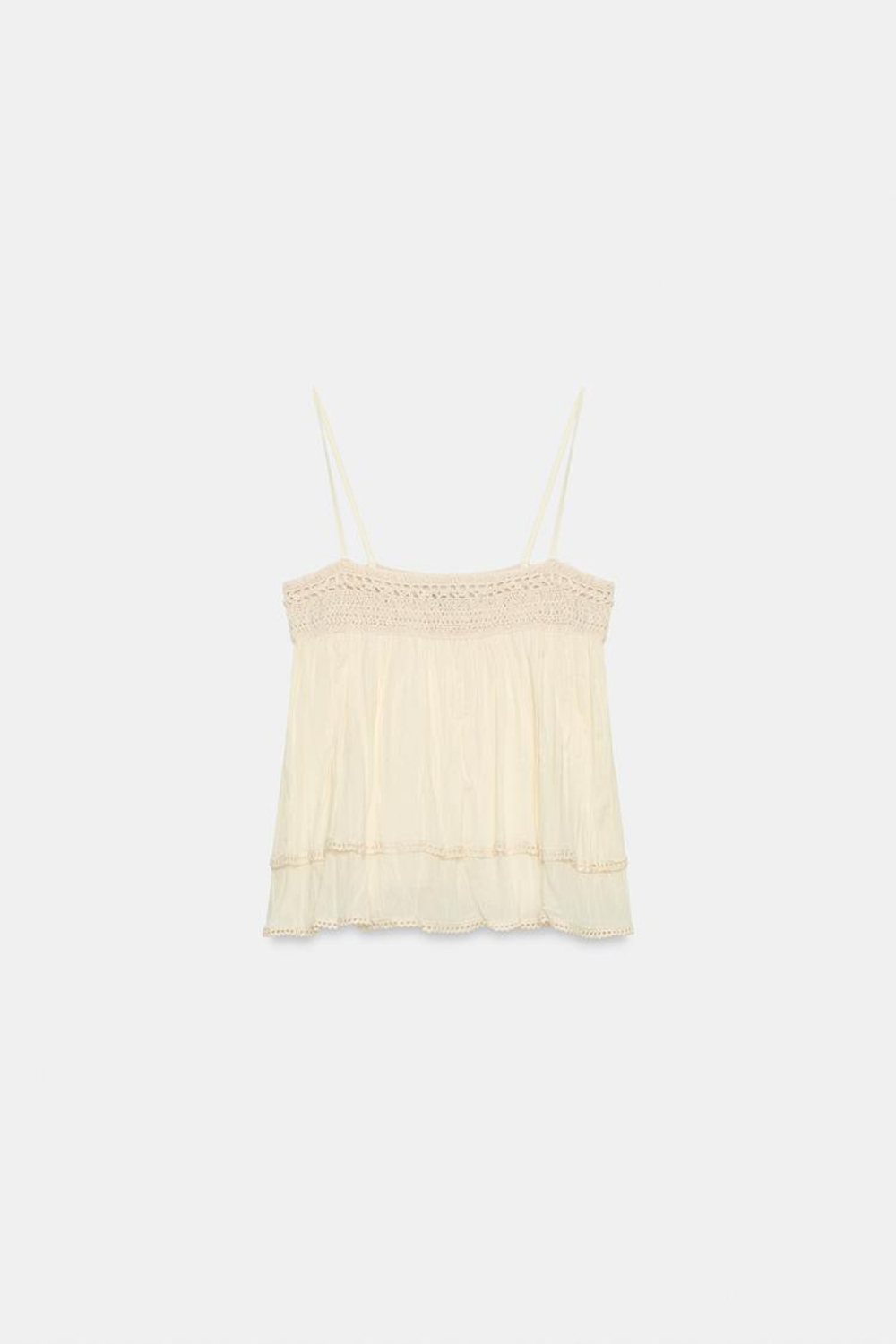 ZARA РОМАНТИЧНЫЙ ТОП НА БРЕТЕЛЯХ, ЭКРЮ