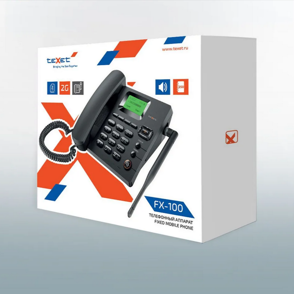 Проводной телефон Texet FX-100 (2SIM/FM/АКБ)