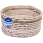 Корзинка вязаная интерьерная «ВАЛЬТА», цвет беж/белый, 24*12см, (лейбл селфи)