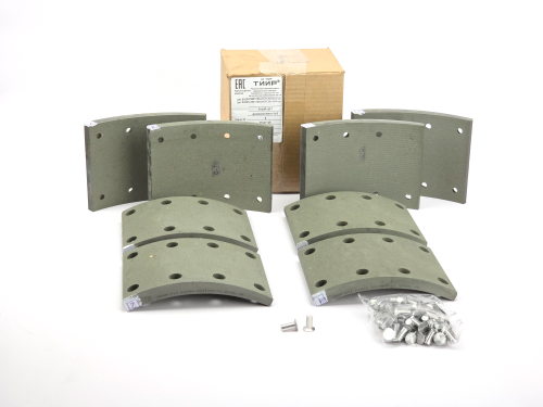 Рем. комплект тормозных накладок а/м КАМАЗ 65115, 65117, 53215 ЕВРО после 06.2013 г. (материал ТИИР-417, повышенный ресурс/ Сверл./расточенные/с заклёпками/ширина 140мм./ к-т 4 длин. + 4 корот., 53205-3501105-01/53205-3501105-51-01 / доп. арт: 53229-3501105, 53205-3501105-51, RU 272 HD) АО ТИИР
