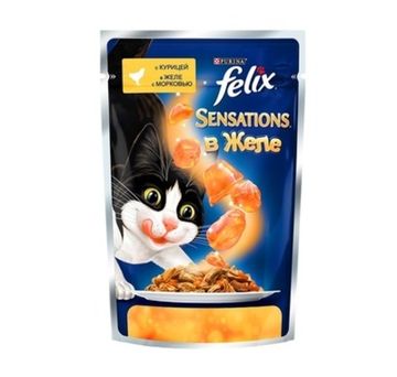 Purina Felix sensations влажный корм для кошек в желе курица с морковью 85 гр