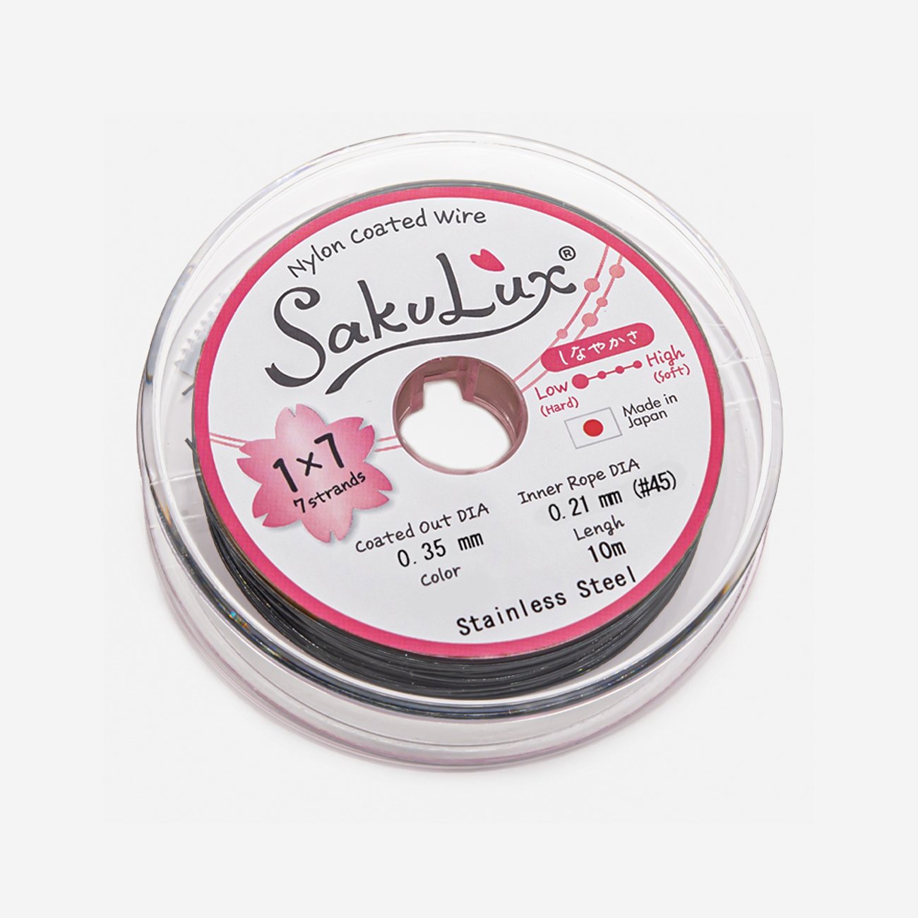 Японский ювелирный тросик SakuLux 7 диаметр 0,35мм, цвет "Черный"