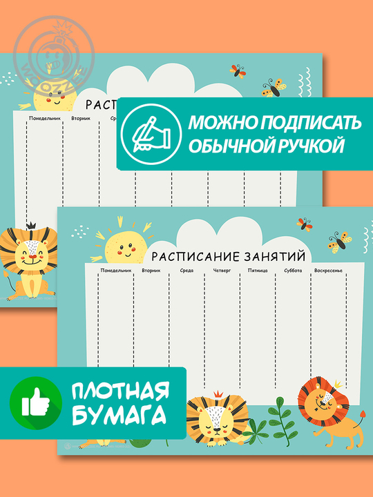 Набор расписание уроков + расписание занятий, "Львята"