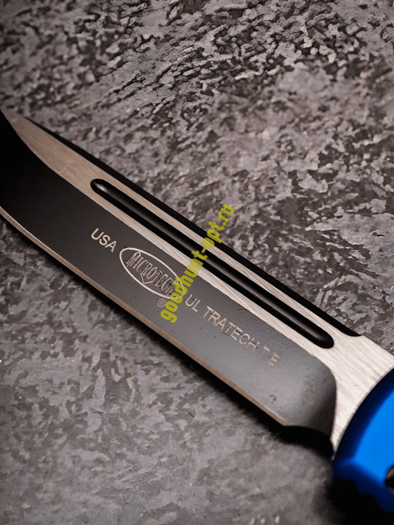 Тактический нож фронтально выкидной автоматический Microtech Синий