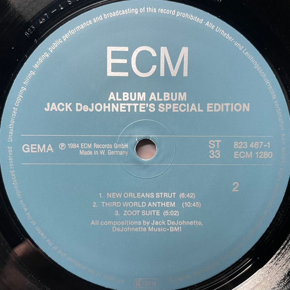 Jack DeJohnette's Special Edition ‎– Album Album (Германия 1984г.) ECM
